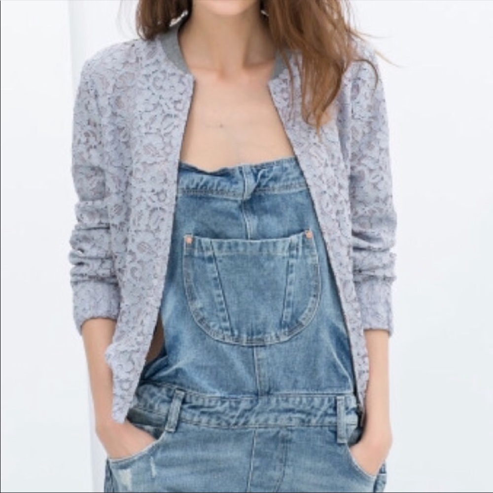 Lauren Conrad Blue Lace Bomber
